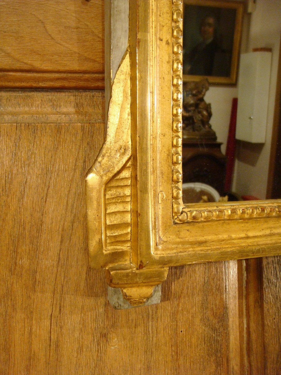 Miroir En Bois Dore Et Laque Epoque Louis XVI-photo-1