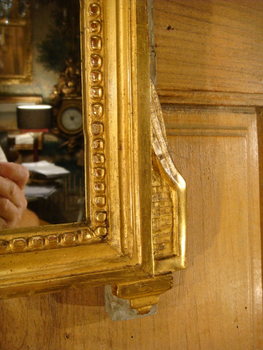 Miroir En Bois Dore Et Laque Epoque Louis XVI-photo-2