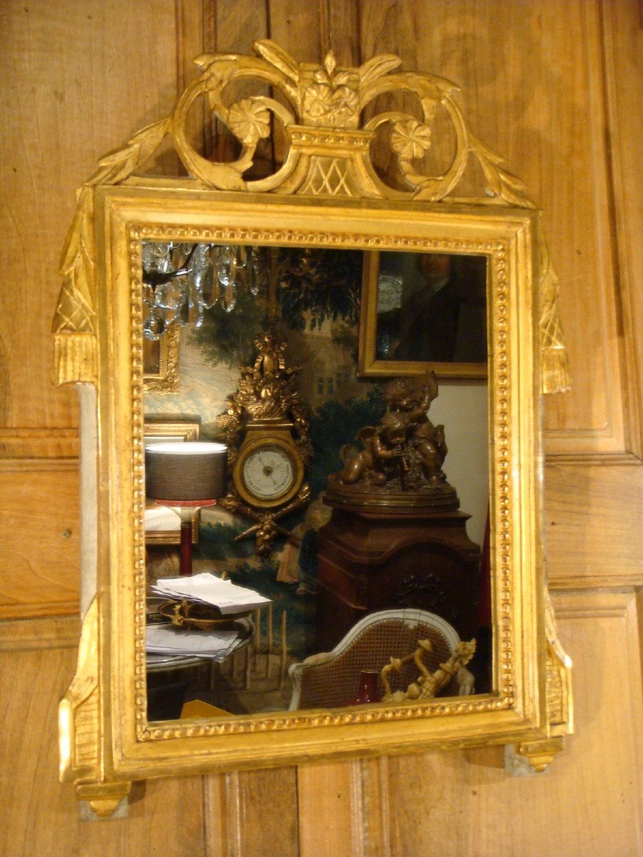 Miroir En Bois Dore Et Laque Epoque Louis XVI-photo-7