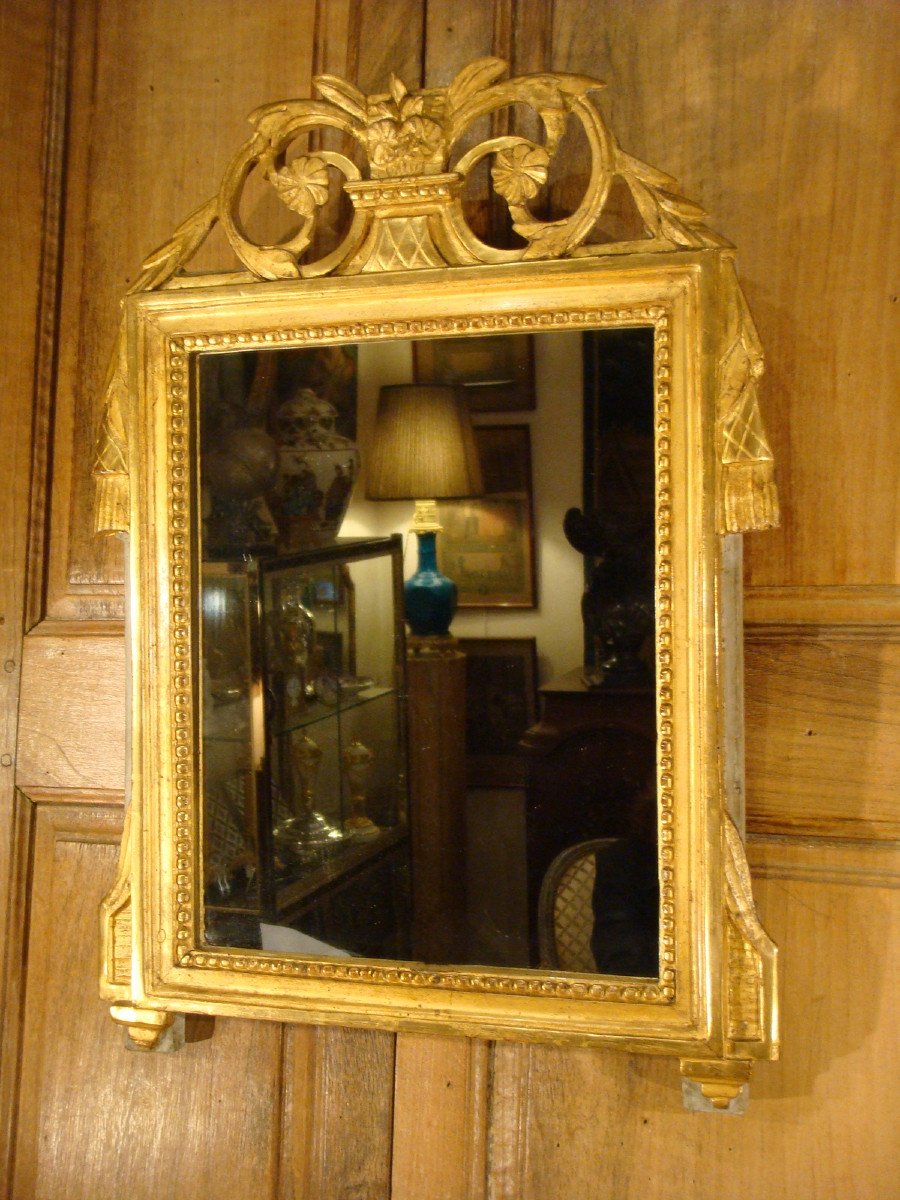 Miroir En Bois Dore Et Laque Epoque Louis XVI-photo-8
