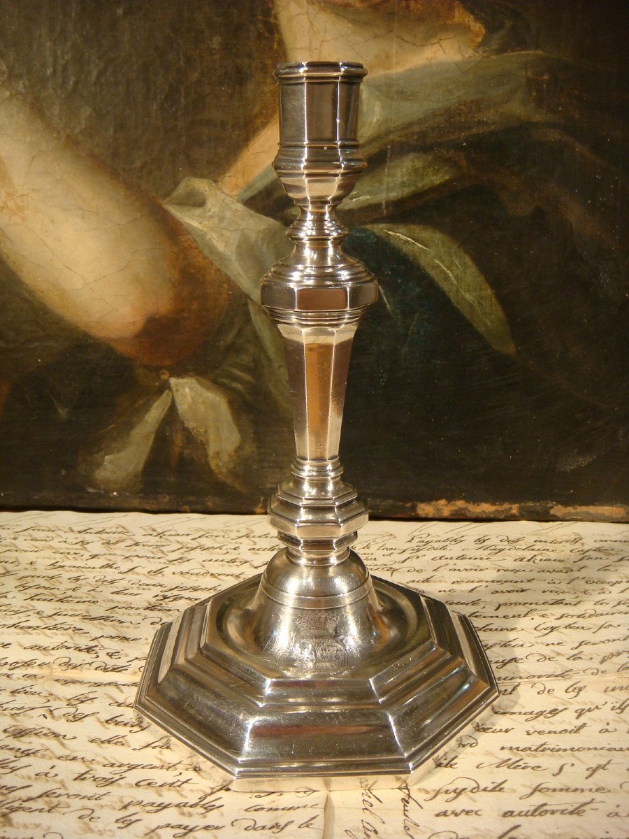Silver Candle Holder Armory Nicolas Bedane Angers - 18th Century Period -photo-2
