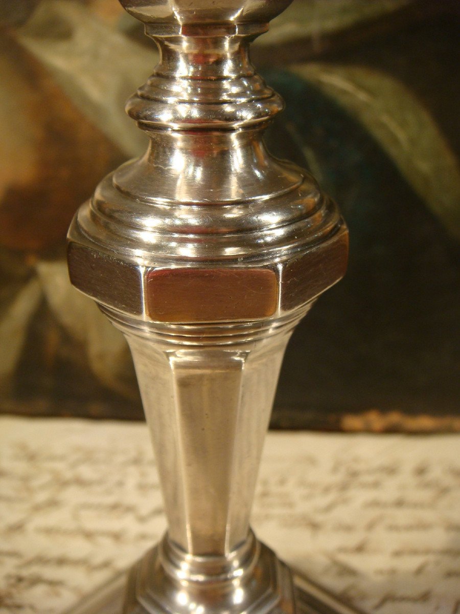 Silver Candle Holder Armory Nicolas Bedane Angers - 18th Century Period -photo-3