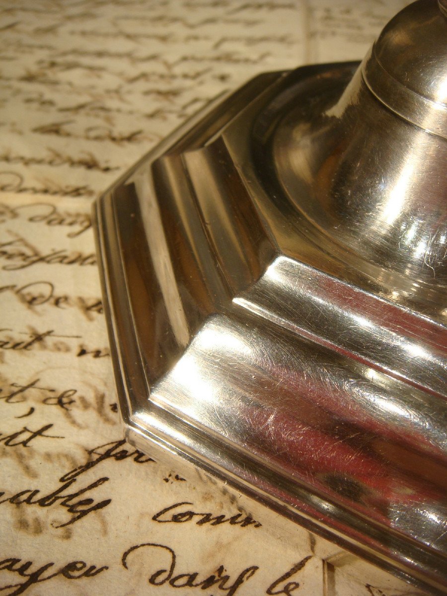 Silver Candle Holder Armory Nicolas Bedane Angers - 18th Century Period -photo-2