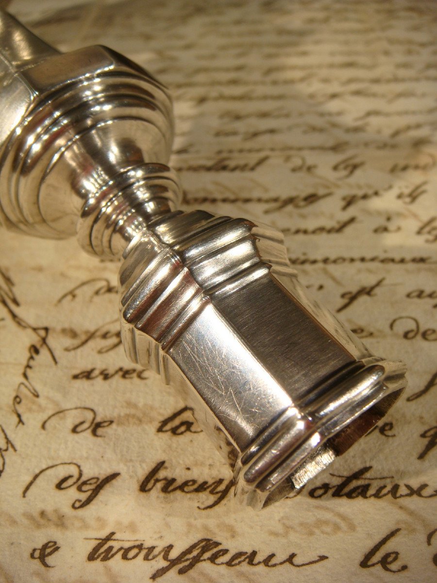 Silver Candle Holder Armory Nicolas Bedane Angers - 18th Century Period -photo-5