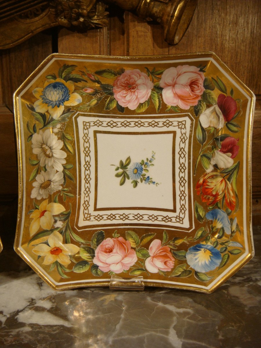 Paire De Plats Par Coalport Fond Or Angleterre Vers 1815 -photo-3