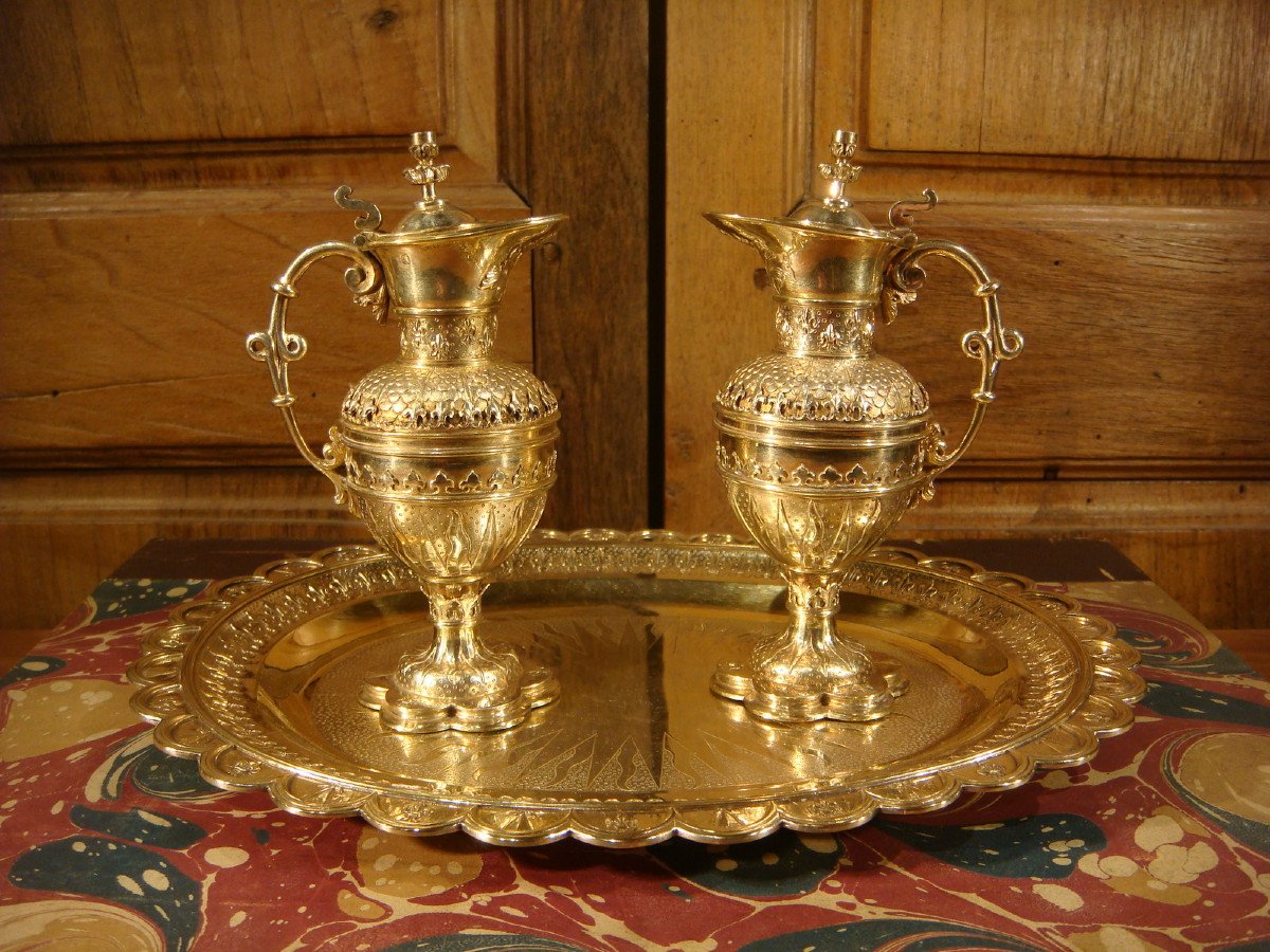 Pair Of Liturgical Cruets In Silver-gilt Charles Eugène Trioullier-photo-2