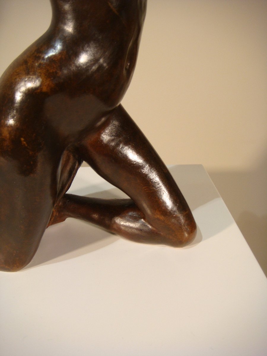Sculpture En Bronze Jeune Femme Nue -photo-1