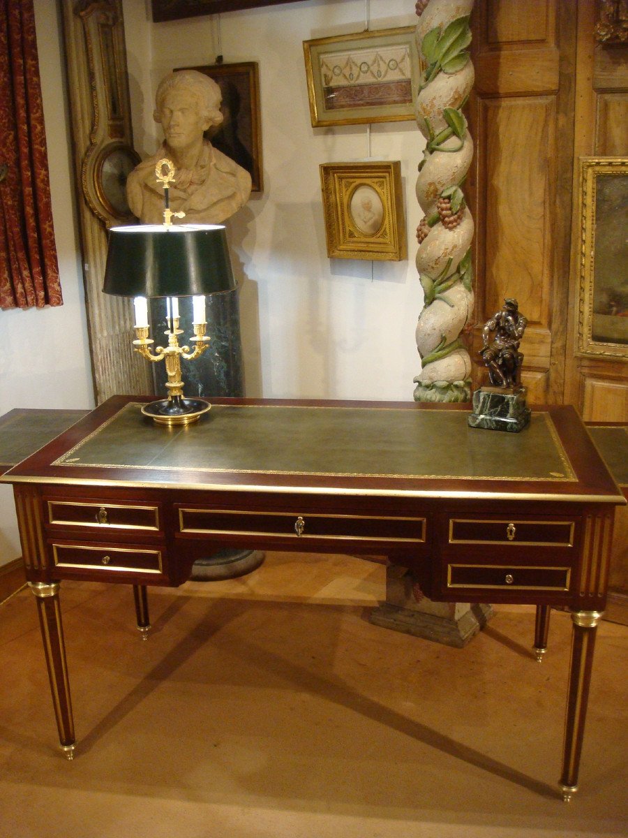 Bureau Plat En Acajou De Style Louis XVI-photo-2