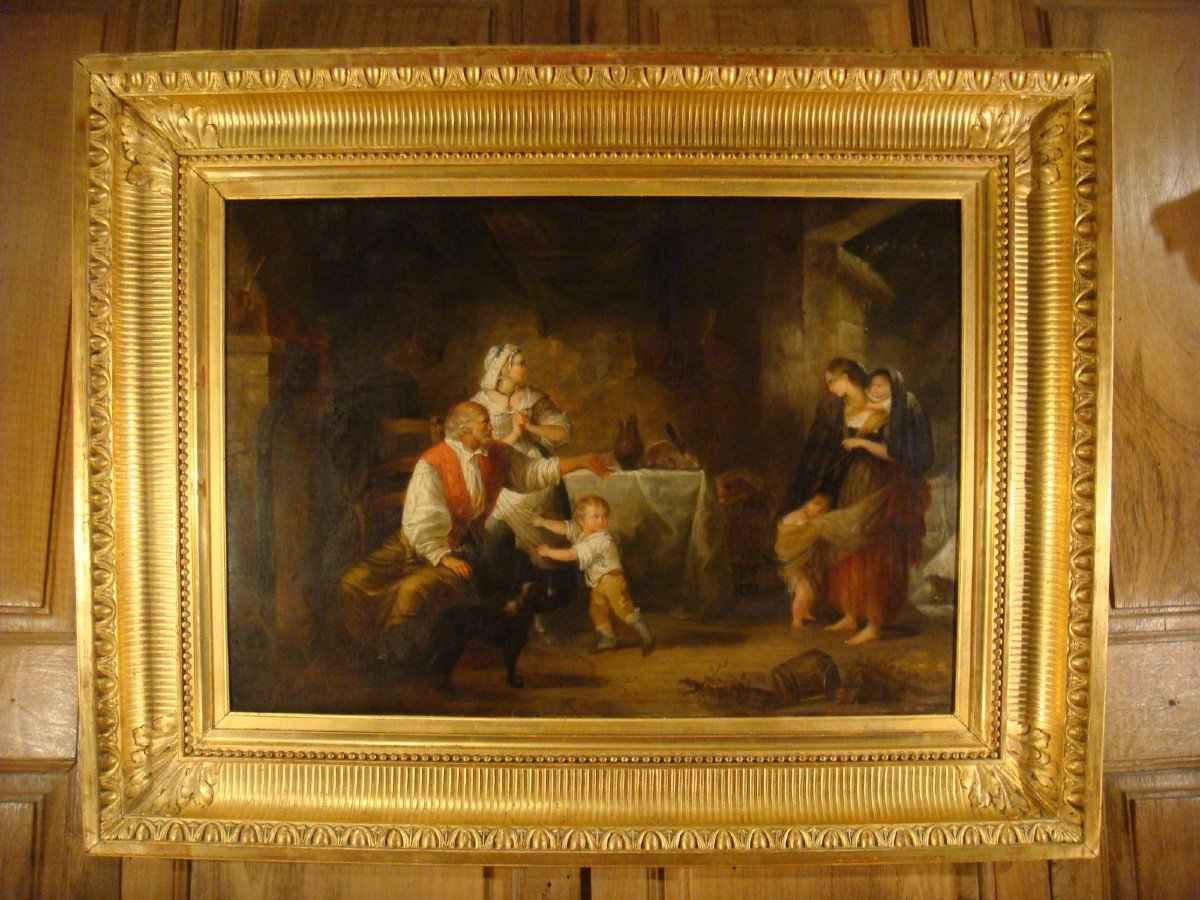 Paire De Tableaux Scenes D’interieur Emma De Bay - Epoque Début XIX ème Siècle-photo-2