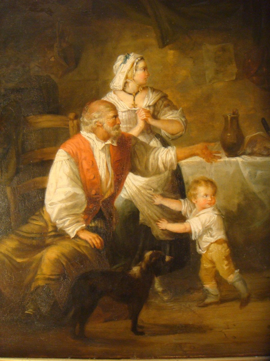 Paire De Tableaux Scenes D’interieur Emma De Bay - Epoque Début XIX ème Siècle-photo-1
