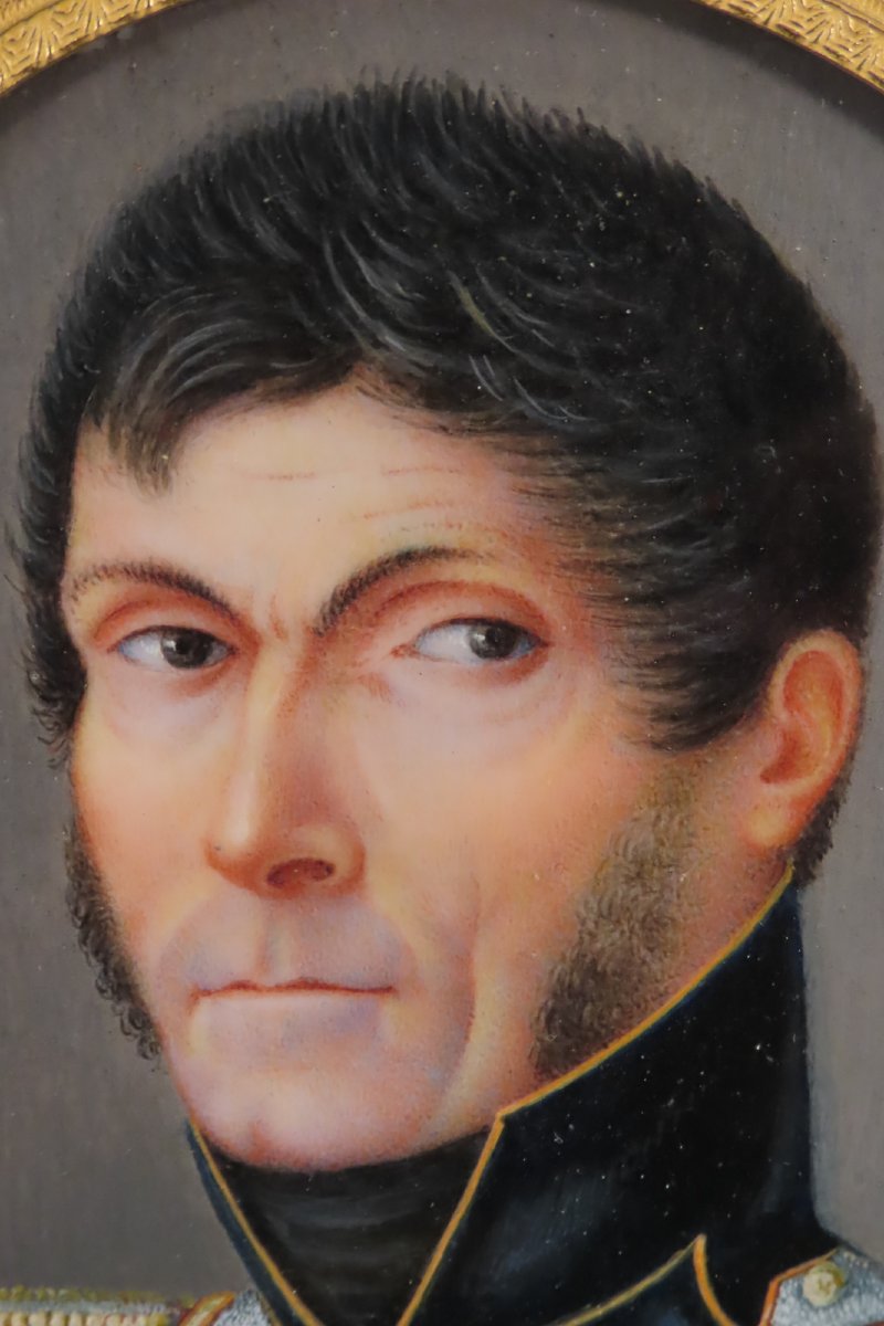 Portrait En Miniature D’un Officier Francais Epoque Première Partie Du XIX ème -photo-6