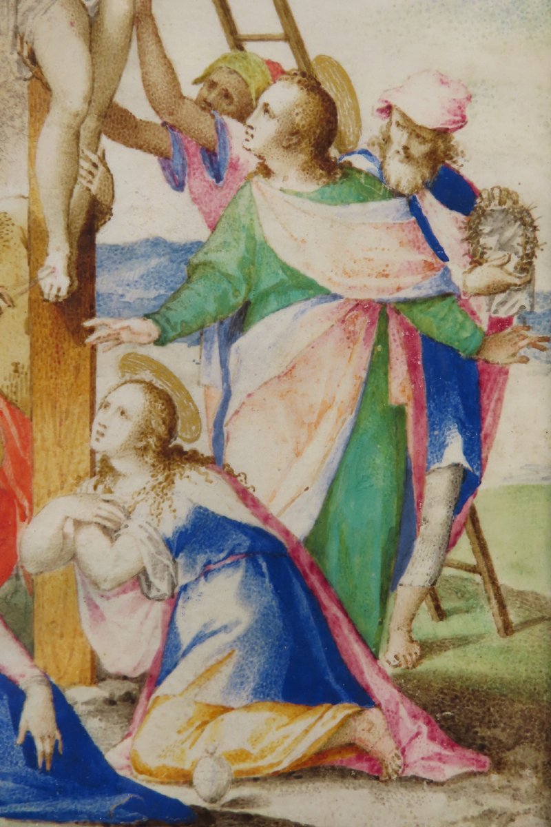 Descent From The Cross Gouache On Vellum Italy Period Early 17th Century -photo-2