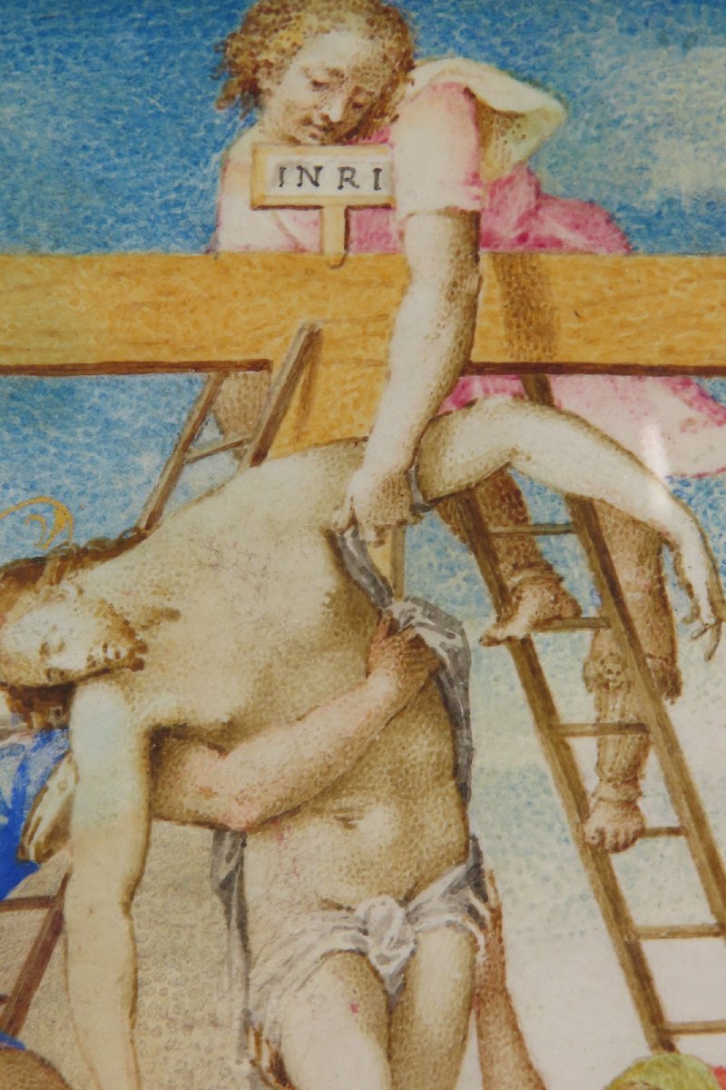 Descent From The Cross Gouache On Vellum Italy Period Early 17th Century -photo-3