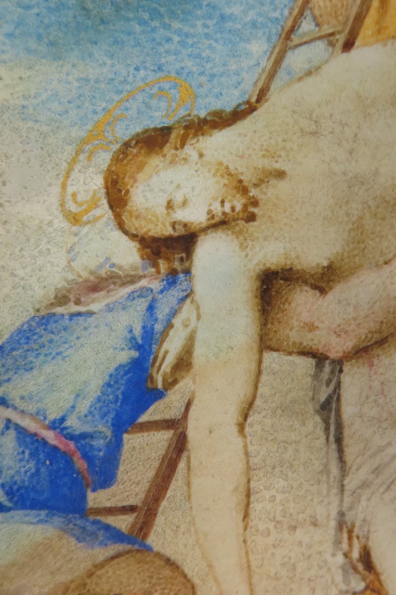 Descent From The Cross Gouache On Vellum Italy Period Early 17th Century -photo-6