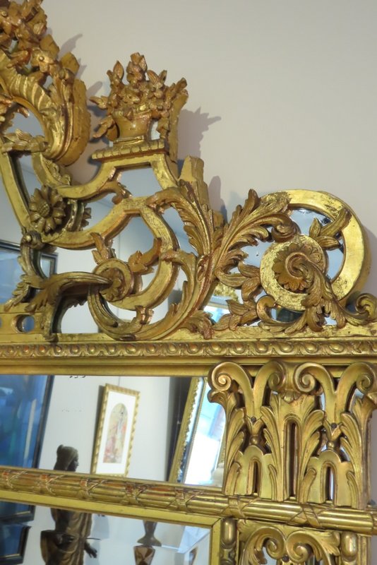 Large Regence Style Mirror In Gilded Wood, Second Empire Period -photo-1