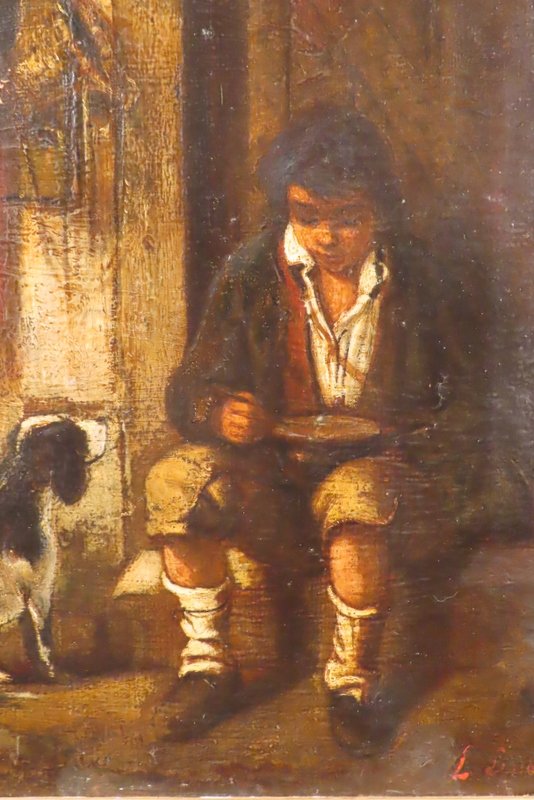 Tableau Jeune Garcon Et Son Chien Emile Aubert Lessore Vers 1850 -photo-3