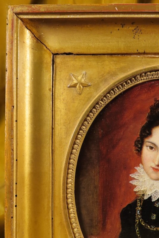Tableau Portrait Jeune Femme De La Renaissance Epoque Restauration -photo-5