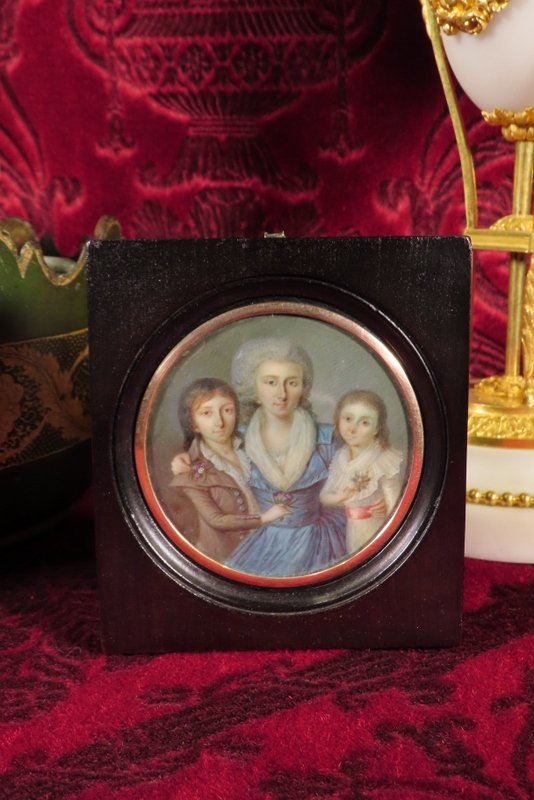Miniature Portrait De Famille Epoque XVIII ème - Louis XVI -photo-2