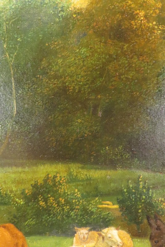 TABLEAU HUILE SUR TOILE SCENE PASTORALE Epoque début XIX ème -photo-8