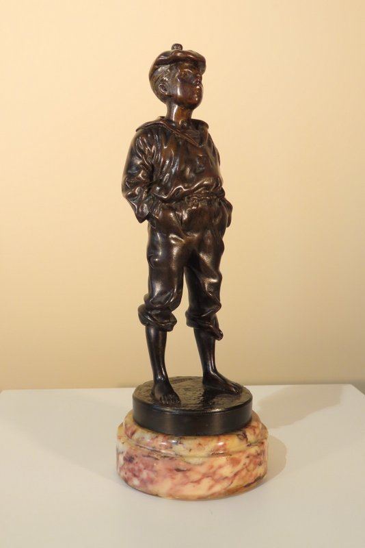 SCULPTURE EN BRONZE LE JEUNE SIFFLEUR Victor SZCZEBLEWSKI -photo-2