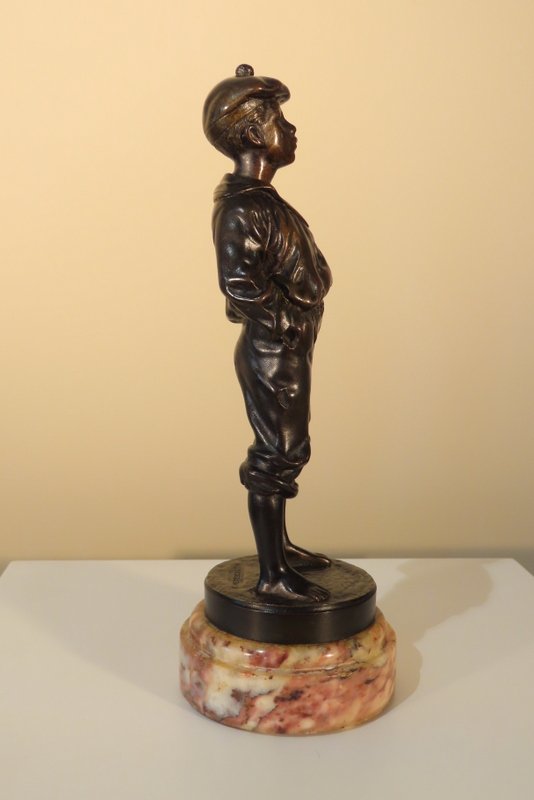 SCULPTURE EN BRONZE LE JEUNE SIFFLEUR Victor SZCZEBLEWSKI -photo-1