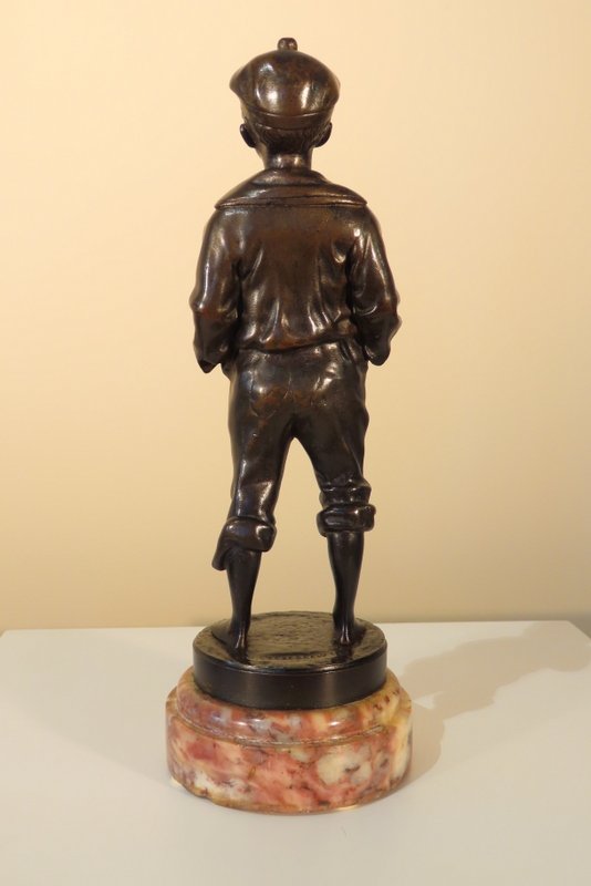 SCULPTURE EN BRONZE LE JEUNE SIFFLEUR Victor SZCZEBLEWSKI -photo-2