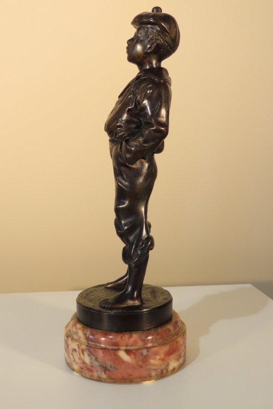 SCULPTURE EN BRONZE LE JEUNE SIFFLEUR Victor SZCZEBLEWSKI -photo-3