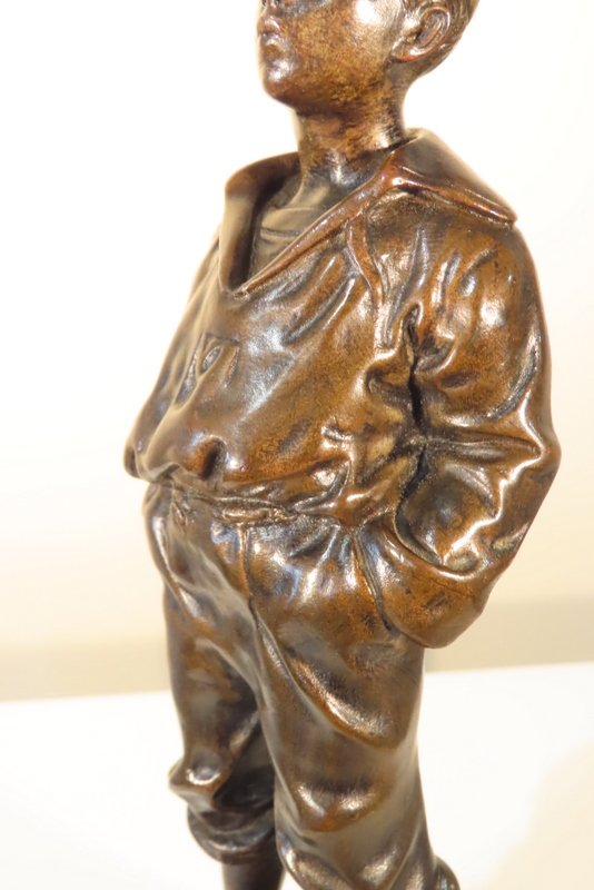 SCULPTURE EN BRONZE LE JEUNE SIFFLEUR Victor SZCZEBLEWSKI -photo-5