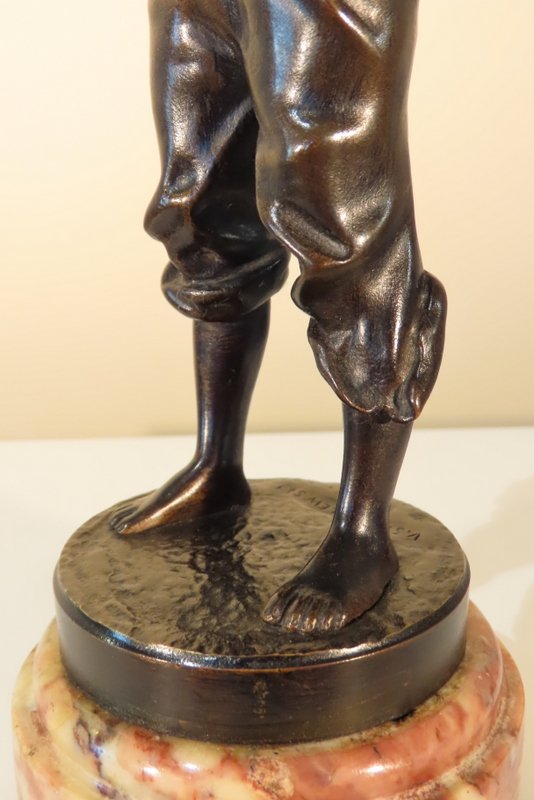 SCULPTURE EN BRONZE LE JEUNE SIFFLEUR Victor SZCZEBLEWSKI -photo-6