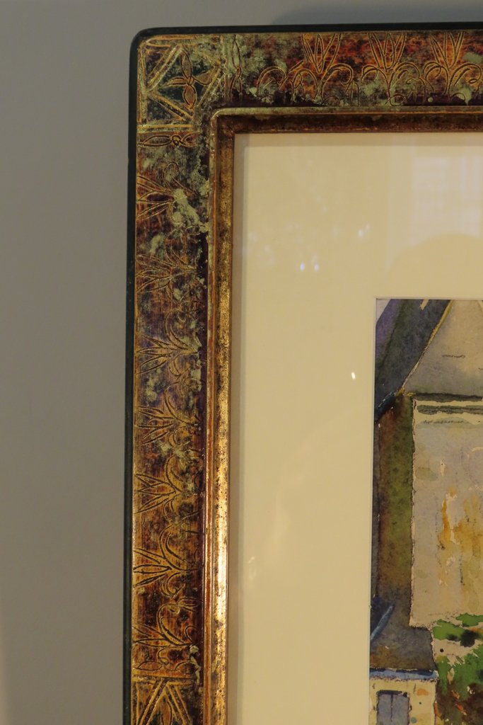 TABLEAU AQUARELLE LES JARDINS DE L’HOTEL DE LIMUR VANNES André Mahuas XX ème -photo-6