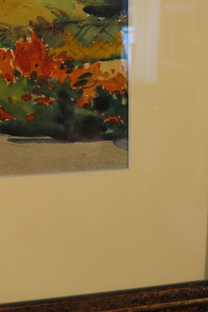 TABLEAU AQUARELLE LES JARDINS DE L’HOTEL DE LIMUR VANNES André Mahuas XX ème -photo-8