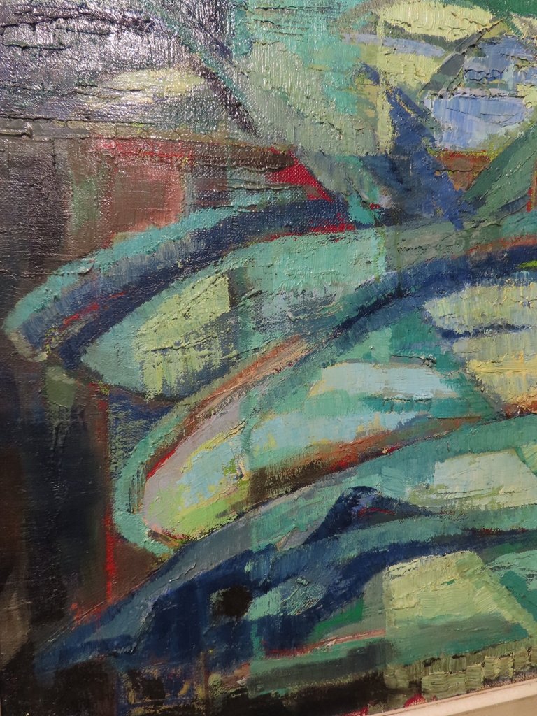 Oil Painting On Canvas Composition Fish Period 1940 - 1950 -photo-1
