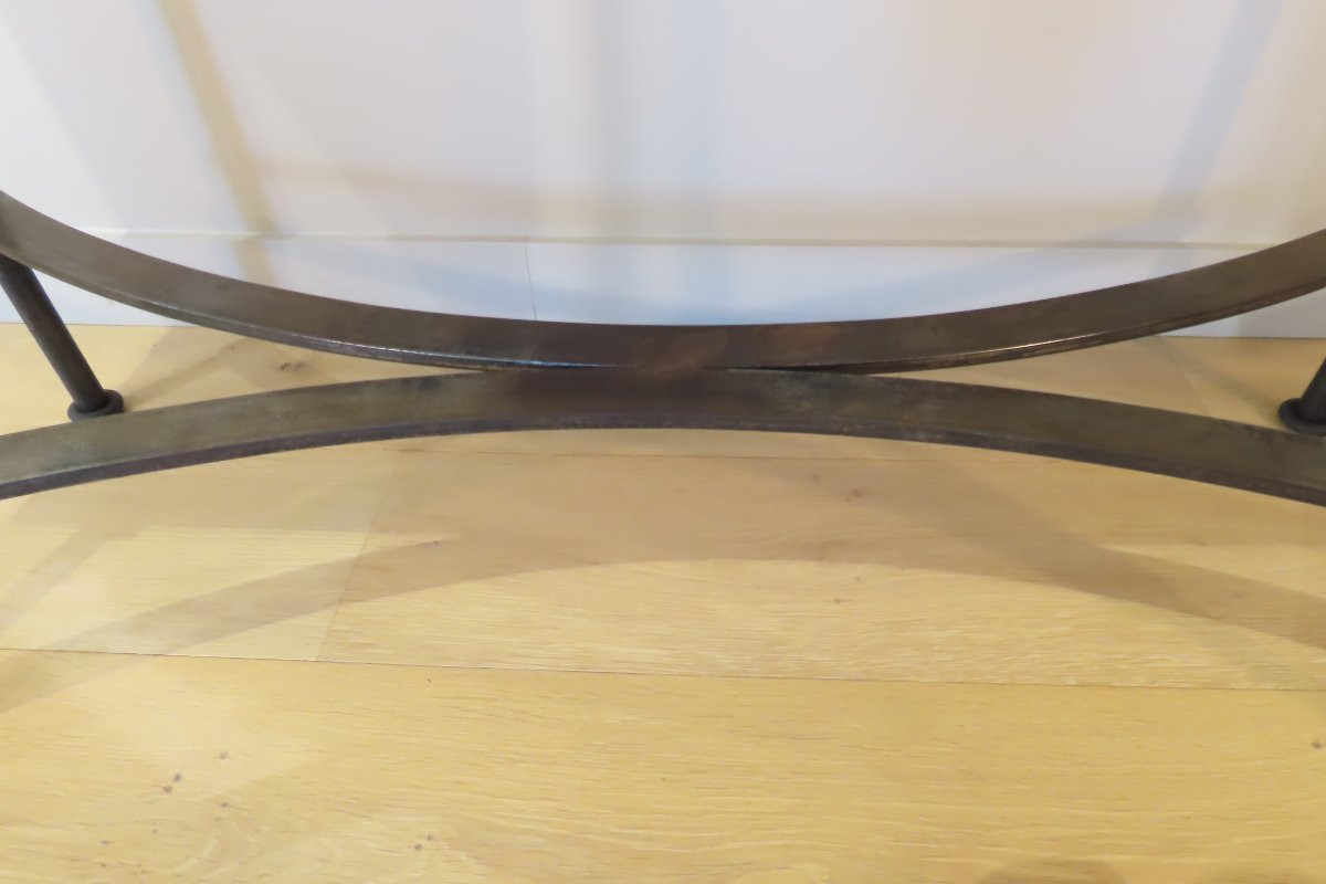 Enamel And Wrought Iron Console Table Jean Jaffeux 20th Century-photo-1