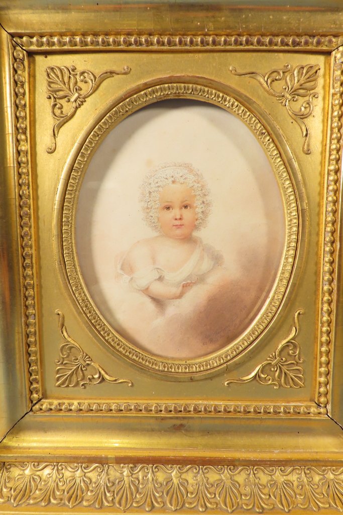 PORTRAIT EN MINIATURE DESSIN D’UN JEUNE ENFANT E.W Thomson - Epoque Restauration -photo-3