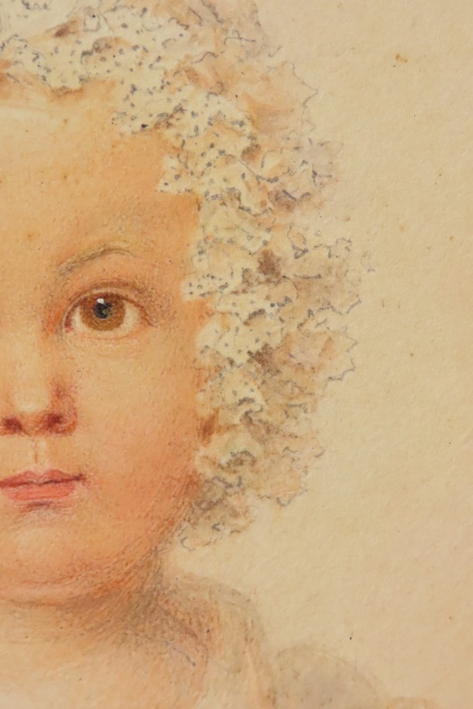 PORTRAIT EN MINIATURE DESSIN D’UN JEUNE ENFANT E.W Thomson - Epoque Restauration -photo-2