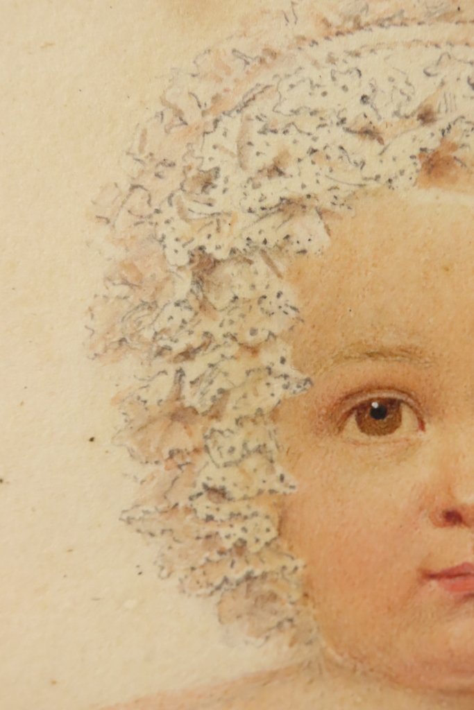 PORTRAIT EN MINIATURE DESSIN D’UN JEUNE ENFANT E.W Thomson - Epoque Restauration -photo-3