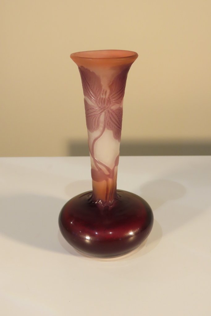 GALLE PETIT VASE SOLIFLORE AUX PENSEES Epoque vers 1900 -photo-2
