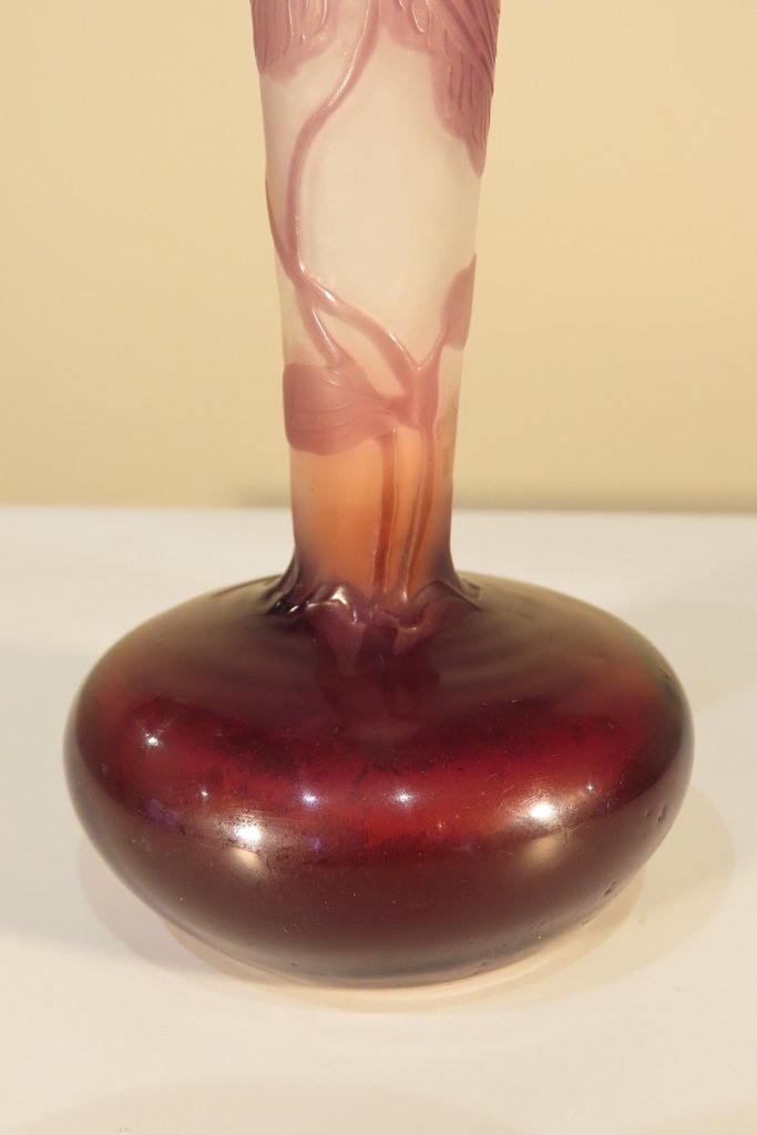 GALLE PETIT VASE SOLIFLORE AUX PENSEES Epoque vers 1900 -photo-2