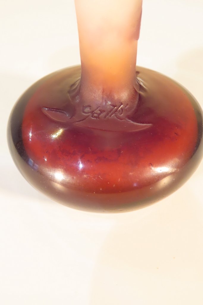 GALLE PETIT VASE SOLIFLORE AUX PENSEES Epoque vers 1900 -photo-4