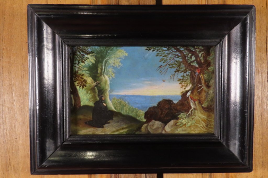 Oil On Copper Landscape With Parrots Flemish School - 17th Century. -photo-2