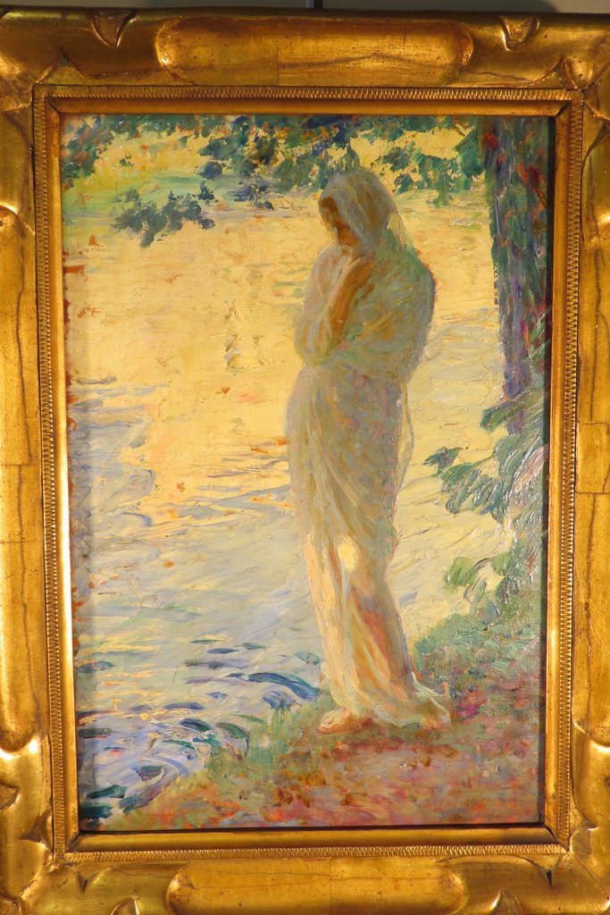 TABLEAU FEMME AU BORD DE L’EAU Epoque début XX ème -photo-3