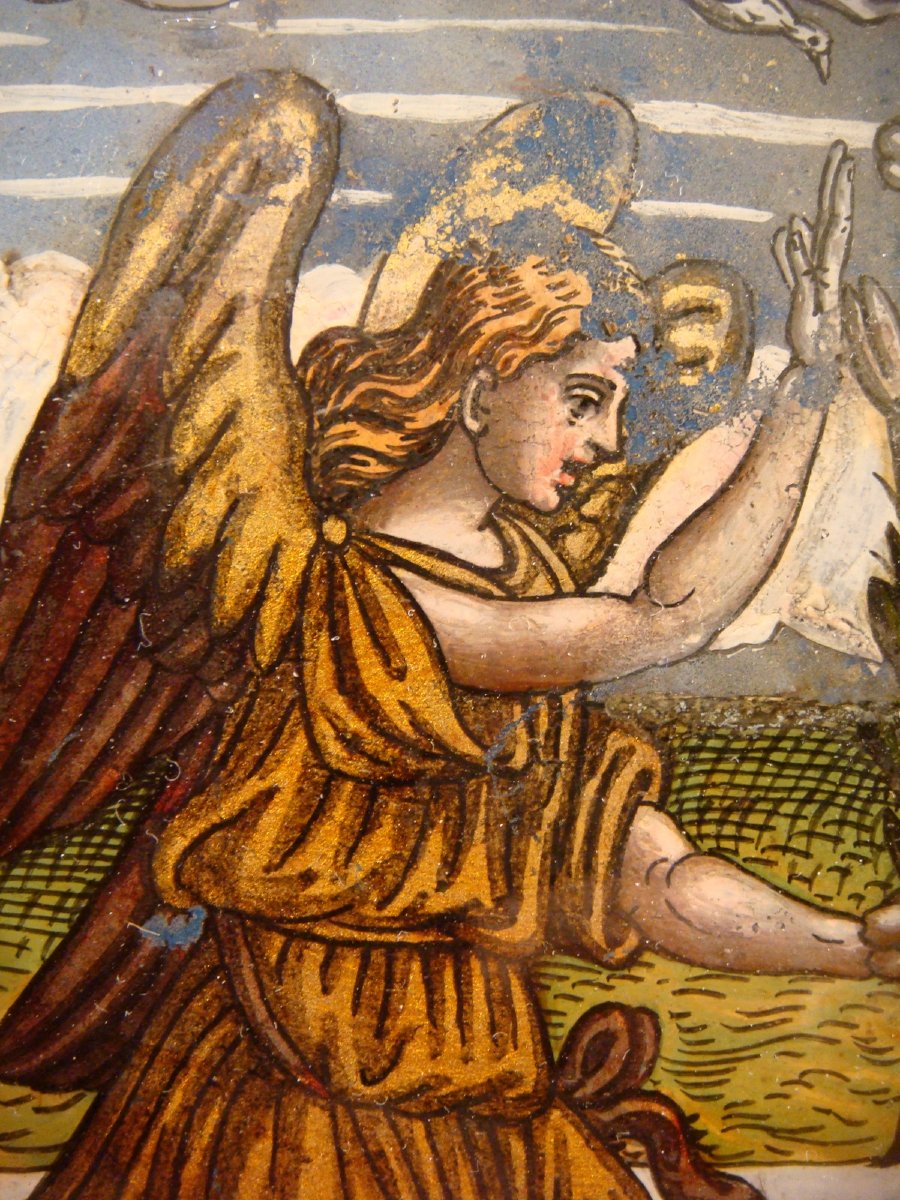 FIXE SOUS VERRE L' ANNONCIATION ITALIE EPOQUE FIN XVIII ème-photo-4