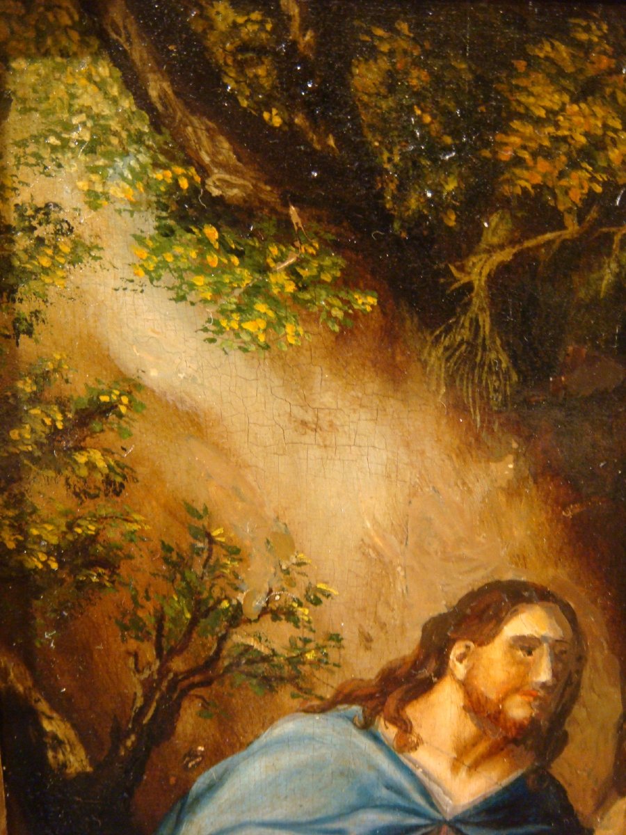 HUILE SUR PANNEAU LA TENTATION DU CHRIST EPOQUE DEBUT XIX ème -photo-1