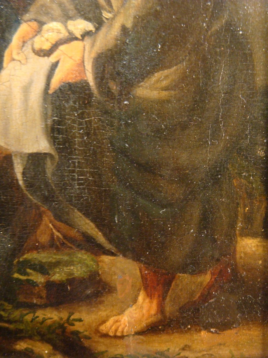 HUILE SUR PANNEAU LA TENTATION DU CHRIST EPOQUE DEBUT XIX ème -photo-2