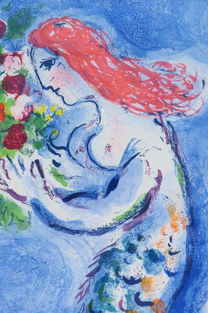 AFFICHE ORIGINALE MARC CHAGALL LA BAIE DES ANGES Epoque 1961 -photo-4