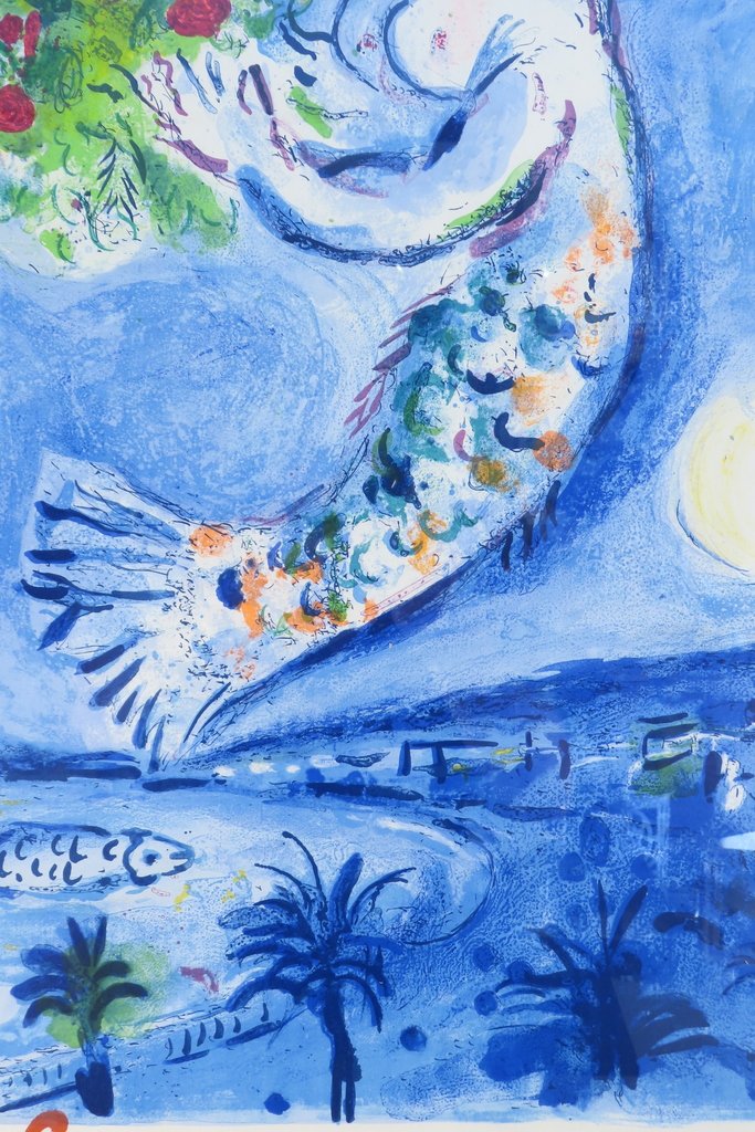 AFFICHE ORIGINALE MARC CHAGALL LA BAIE DES ANGES Epoque 1961 -photo-2
