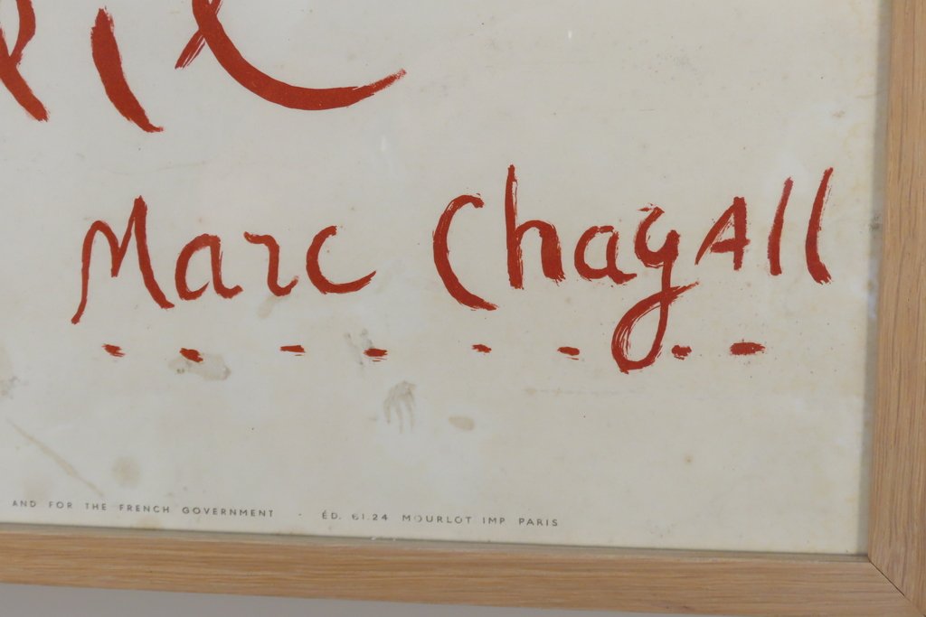 AFFICHE ORIGINALE MARC CHAGALL LA BAIE DES ANGES Epoque 1961 -photo-6