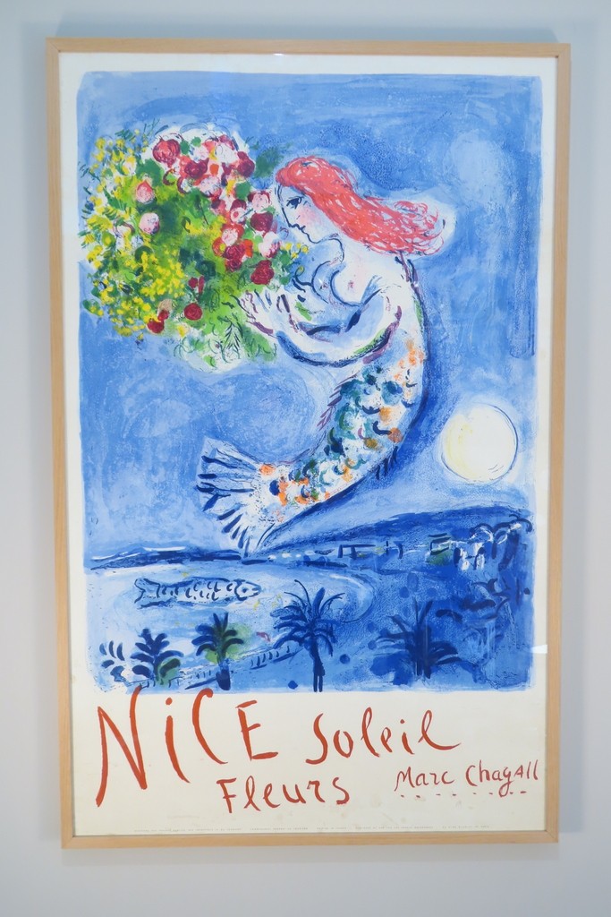 AFFICHE ORIGINALE MARC CHAGALL LA BAIE DES ANGES Epoque 1961 