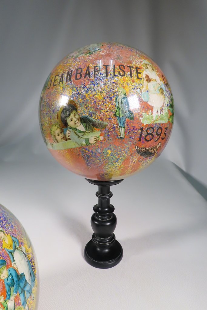 PAIRE DE BOULES A PERRUQUE Epoque fin XIX ème Siècle-photo-2