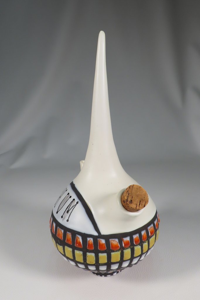 Capron Polychrome Ceramic Bottle 20th Century -photo-3